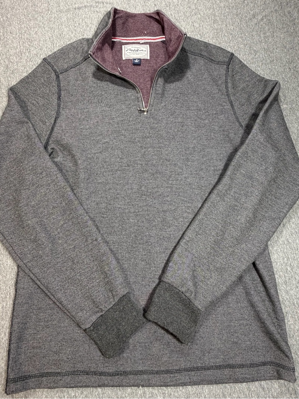 Flag & Anthem Men’s Small 1/4 Zip Heather Gray Pullover Casual Cotton Blend